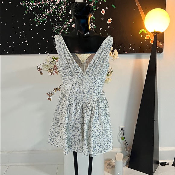 House of CB Blue Fabrizia White Bluebell Print Corset Mini Dress Sz M NWOT - Picture 3 of 7